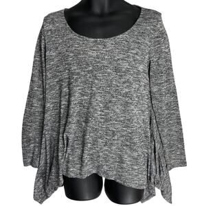 A New Approach Top Womens XL Gray Long Sleeve Loose Fit Scoop Neck Tunic Casual